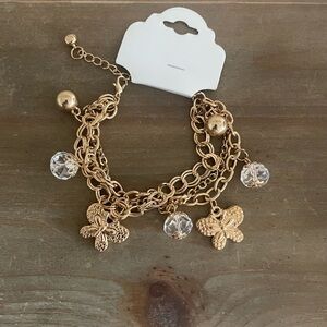 BNWT Gold Butterfly Charm Bracelet
